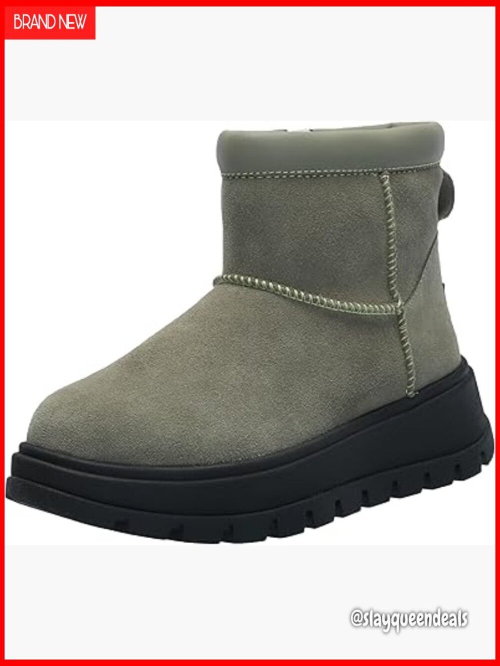 Waterproof Suede Ankle Boots with Faux Fur Lining and Rubber Sole
